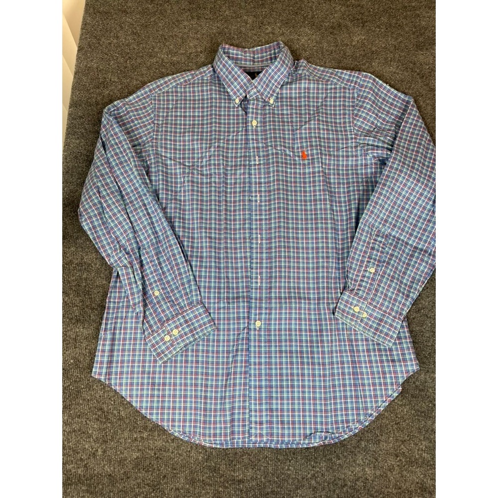 Ralph Lauren  Mens  Blue/Red/Green Plaid Button Up Long Sleeve Size‎ XL